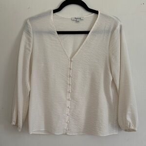 Madewell Cream V-Neck Blouse